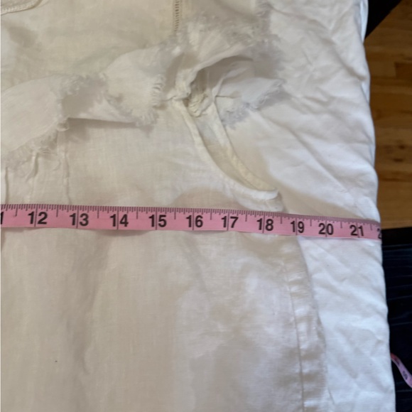 Faherty White Linen Ruffle Sleeve Top Blouse Women’s Size M Boho Chic - Picture 6 of 6